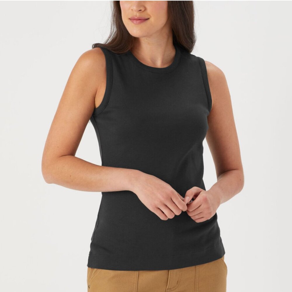 Duluth Trading Company Cotton Women's Black Longtail T Sleeveless Tank Top - L